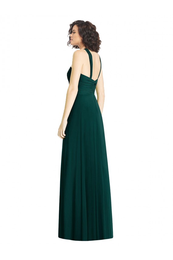 Halter Neck Soft Chiffon Sleeveless Long Ever Green Bridesmaid Dress Edinburgh