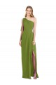One Shoulder Soft Chiffon Sleeveless Olive Green Bridesmaid Dress Edinburgh