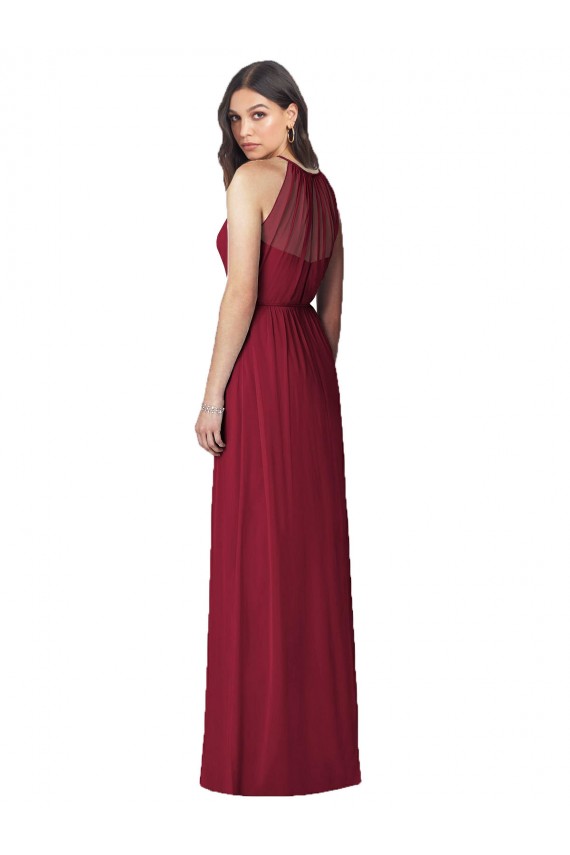 Halter Neck Soft Chiffon Sleeveless Burgundy Bridesmaid Dress Edinburgh
