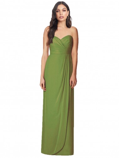 Sweetheart Soft Chiffon Sleeveless Olive Green Bridesmaid Dress Edinburgh