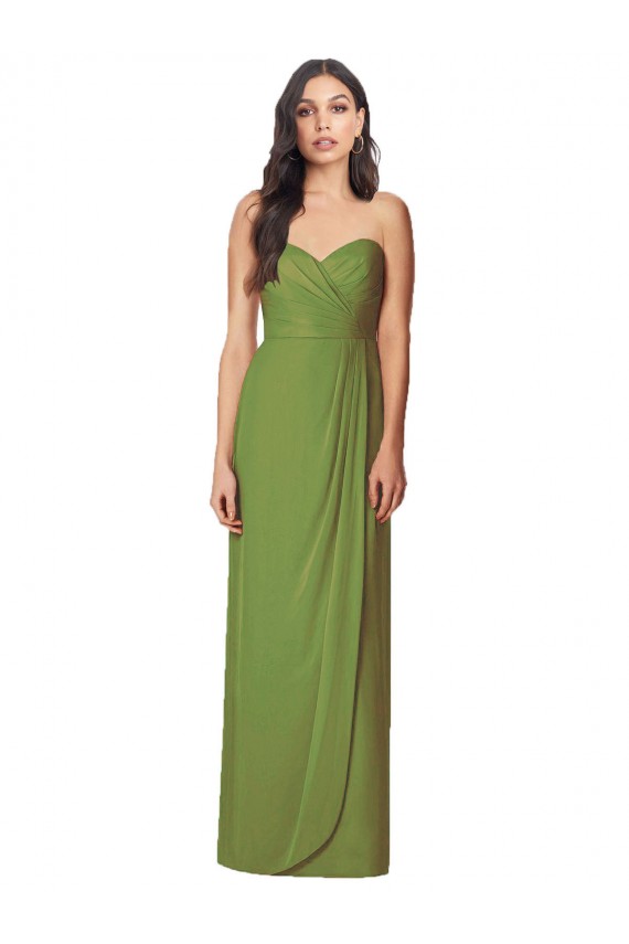 Sweetheart Soft Chiffon Sleeveless Olive Green Bridesmaid Dress Edinburgh