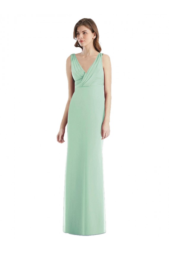 V-Neck Chiffon Sleeveless Open Back Mint Green Bridesmaid Dress / Evening Dress Edinburgh
