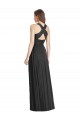 V-Neck Soft Chiffon Sleeveless Criss Cross Back Black Bridesmaid Dress Edinburgh