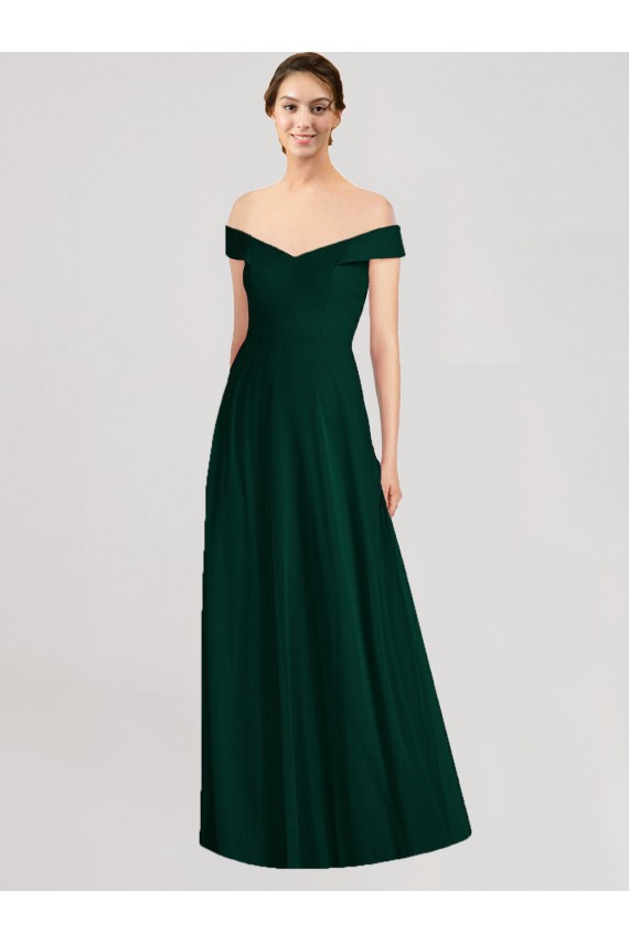 Off the Shoulder Soft Chiffon Sleeveless Ever Green Formal Dress / Bridesmaid Dress Edinburgh