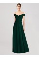 Off the Shoulder Soft Chiffon Sleeveless Ever Green Formal Dress / Bridesmaid Dress Edinburgh