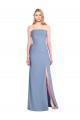 Strapless Soft Chiffon Sleeveless Long Dusty Blue Bridesmaid Dress Edinburgh