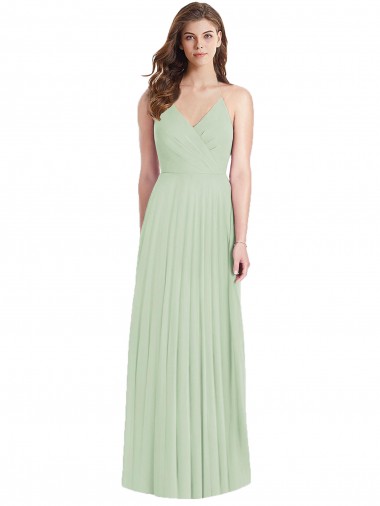 Spaghetti Straps Soft Chiffon Cold Shoulder Sage Semi Formal Evening Dress / Bridesmaid Dress Edinburgh