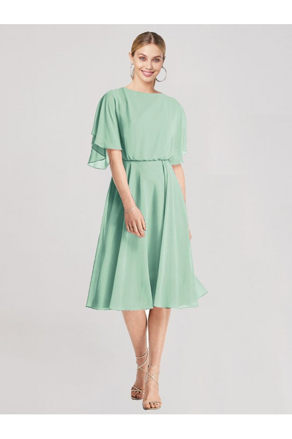 Soft Chiffon Flutter Sleeves Open Back Mint Green Bridesmaid Dress Edinburgh