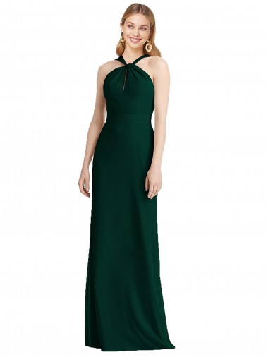 Halter Neck Soft Chiffon Sleeveless Ever Green Bridesmaid Dress Edinburgh