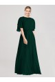 Round Neck Soft Chiffon Flutter Sleeves Open Back Ever Green Bridesmaid Dress Edinburgh