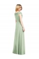 Off the Shoulder Soft Chiffon Sleeveless Sage Bridesmaid Dress Edinburgh