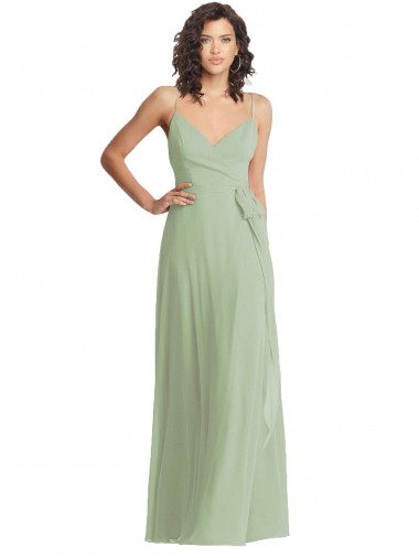 Spaghetti Straps Soft Chiffon Sleeveless Smoke Green Formal Evening Gown / Bridesmaid Dress Edinburgh