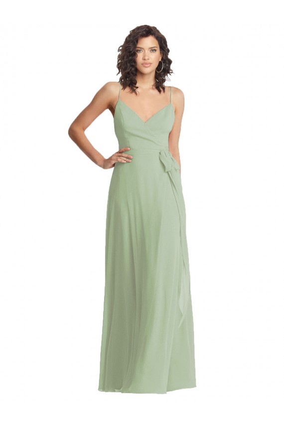 Spaghetti Straps Soft Chiffon Sleeveless Smoke Green Formal Evening Gown / Bridesmaid Dress Edinburgh