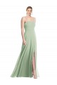 Spaghetti Straps Soft Chiffon Sleeveless Low Back Sage Formal Evening Gown / Bridesmaid Dress Edinburgh