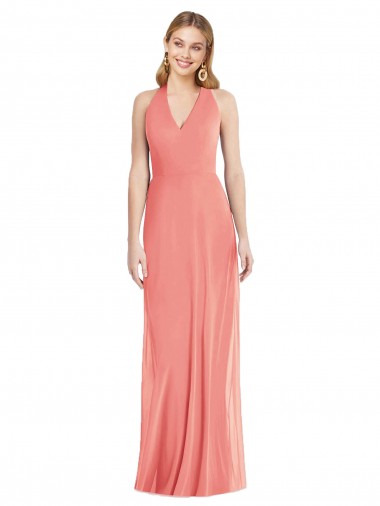 Halter Neck Soft Chiffon Sleeveless Desert Rose Formal Evening Gown / Bridesmaid Dress Edinburgh