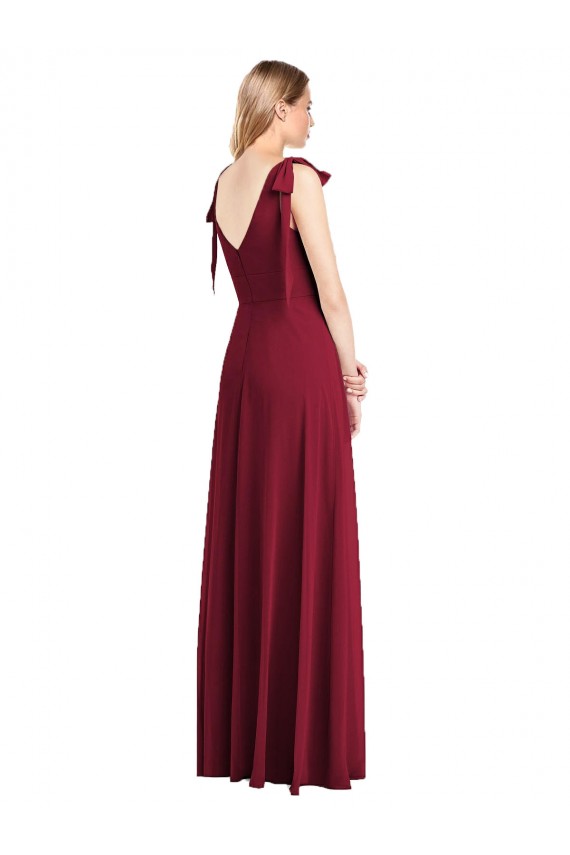 V-Neck Soft Chiffon Sleeveless V-Back Coral Bridesmaid Dress Edinburgh