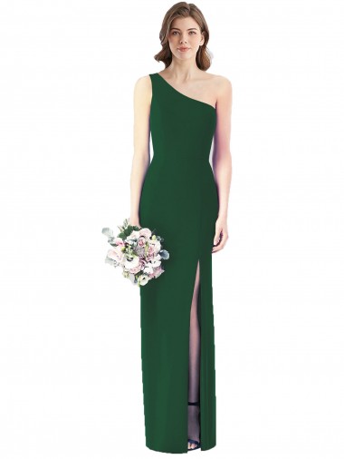 One Shoulder Soft Chiffon Sleeveless Dark Green Bridesmaid Dress Edinburgh
