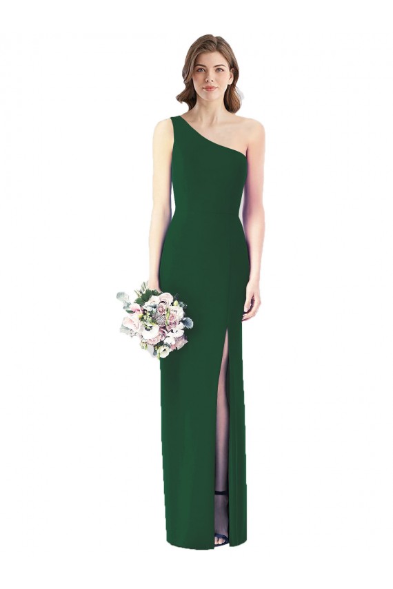 One Shoulder Soft Chiffon Sleeveless Dark Green Bridesmaid Dress Edinburgh