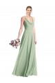 Spaghetti Straps Chiffon Sleeveless V-Back Sage Bridesmaid Dress / Evening Dress Edinburgh