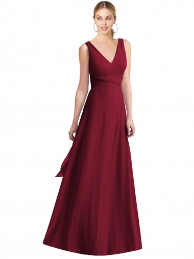 V-Neck Chiffon Sleeveless V-Back Burgundy Bridesmaid Dress Edinburgh