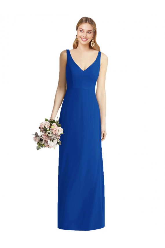 Sweetheart Chiffon Sleeveless Royal Blue Bridesmaid Dress Edinburgh