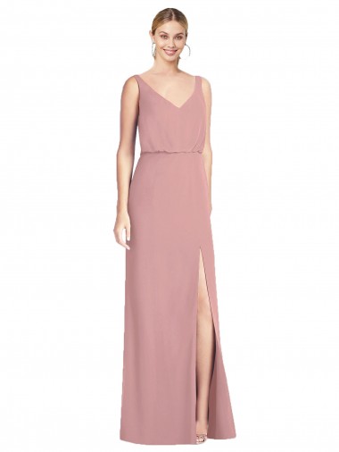 V-Neck Soft Chiffon Sleeveless V-Back Dusty Pink Bridesmaid Dress Edinburgh