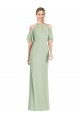 Halter Neck Soft Chiffon Cold Shoulder Sage Semi Formal Evening Dress / Bridesmaid Dress Edinburgh