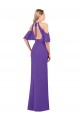 Halter Neck Soft Chiffon Ruffle Sleeves Open Back Purple Bridesmaid Dress Edinburgh