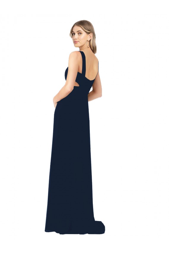 V-Neck Chiffon Sleeveless Dark Navy Bridesmaid Dress / Evening Dress Edinburgh