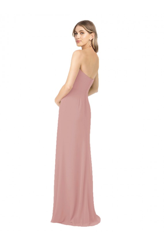 Strapless Soft Chiffon Sleeveless Dusty Pink Bridesmaid Dress Edinburgh