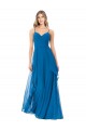 Spaghetti Straps Soft Chiffon Sleeveless Peacock Blue Bridesmaid Dress Edinburgh