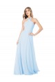 Halter Neck Chiffon Sleeveless Light Sky Blue Bridesmaid Dress / Evening Gowns Edinburgh
