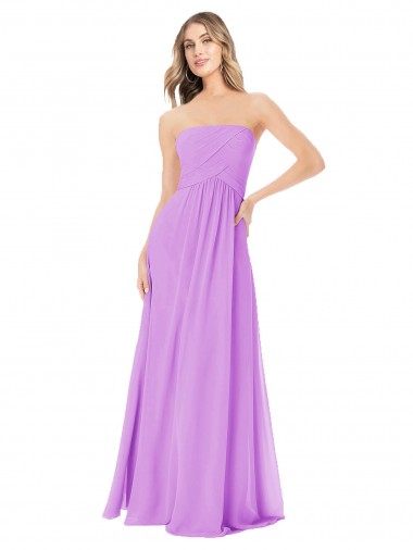 Strapless Soft Chiffon Sleeveless Violet Bridesmaid Dress Edinburgh