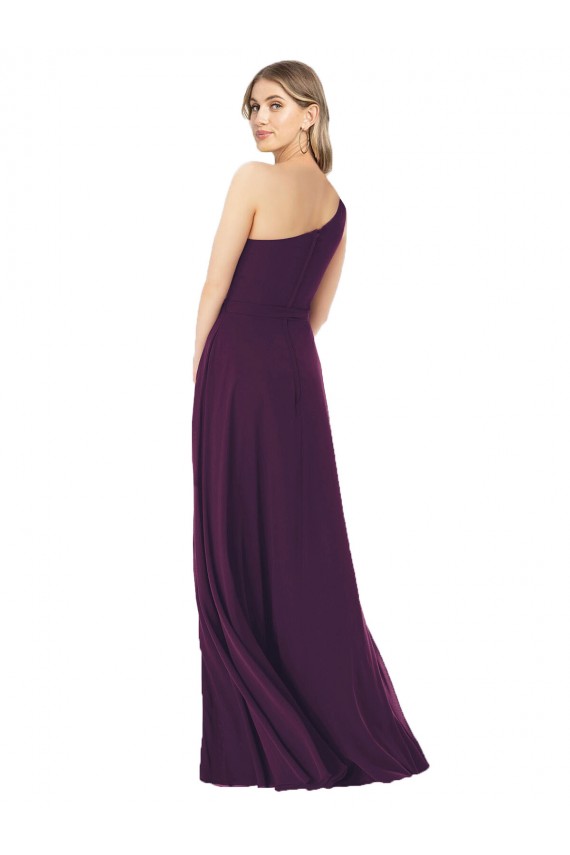 One Shoulder Soft Chiffon Sleeveless Grape Formal Dress / Bridesmaid Dress Edinburgh