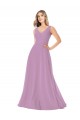 V-Neck Soft Chiffon Sleeveless Dark Lavender Bridal Party Dress Edinburgh