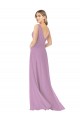 V-Neck Soft Chiffon Sleeveless Dark Lavender Bridal Party Dress Edinburgh