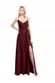 Spaghetti Straps Chiffon Sleeveless Low Back Burgundy Gold Bridesmaid Dress Edinburgh