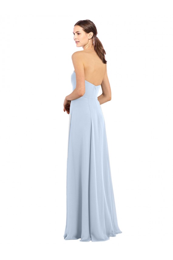 Strapless Soft Chiffon Sleeveless Light Sky Blue Bridesmaid Dress Edinburgh