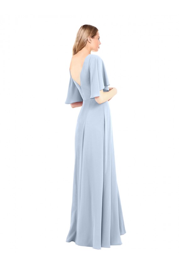 V-Neck Chiffon Flutter Sleeves V-Back Light Sky Blue Bridesmaid Dress / Evening Dress Edinburgh