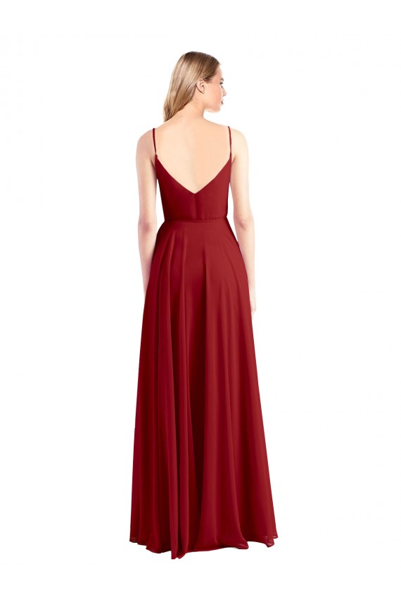 Spaghetti Straps Luxe Chiffon Sleeveless V-Back Red Bridesmaid Dress Edinburgh