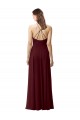 Halter Neck Soft Chiffon Sleeveless Criss Cross Back Burgundy Gold Bridesmaid Dress Edinburgh