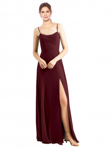 Spaghetti Straps Chiffon Sleeveless Burgundy Gold Bridesmaid Dress / Evening Dress Edinburgh