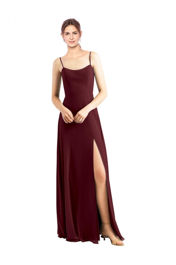 Spaghetti Straps Chiffon Sleeveless Burgundy Gold Bridesmaid Dress / Evening Dress Edinburgh