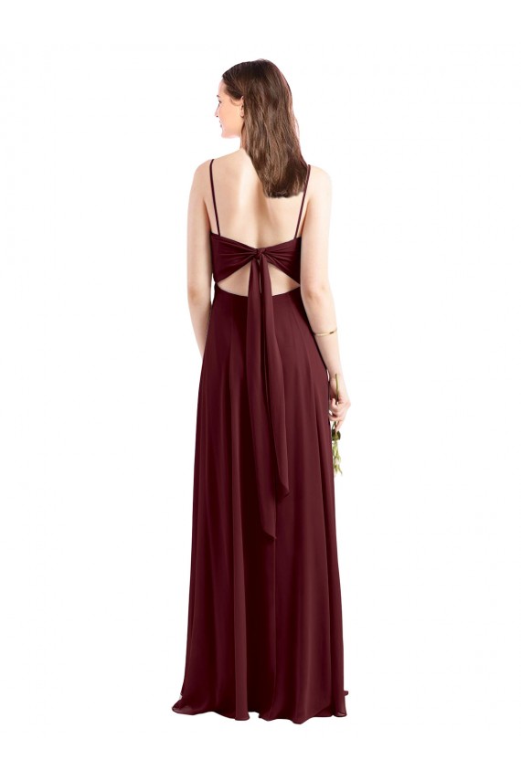 Spaghetti Straps Chiffon Sleeveless Burgundy Gold Bridesmaid Dress / Evening Dress Edinburgh