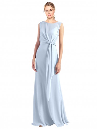 V-Neck Chiffon Sleeveless Keyhole Back Light Sky Blue Bridesmaid Dress / Evening Gowns Edinburgh