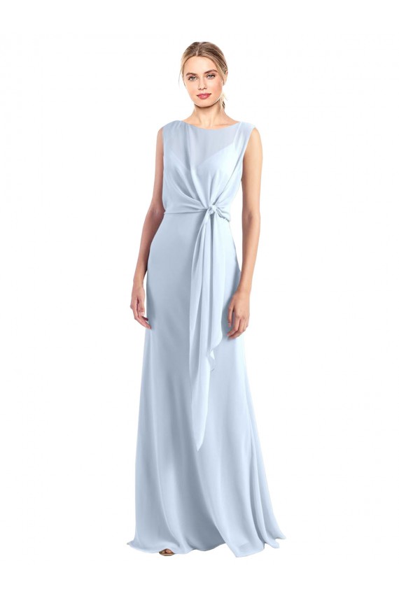 V-Neck Chiffon Sleeveless Keyhole Back Light Sky Blue Bridesmaid Dress / Evening Gowns Edinburgh