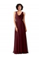 Cowl Neck Soft Chiffon Sleeveless V-Back Burgundy Gold Bridesmaid Dress Edinburgh