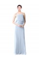 Halter Neck Soft Chiffon Sleeveless Light Sky Blue Bridesmaid Dresses Edinburgh