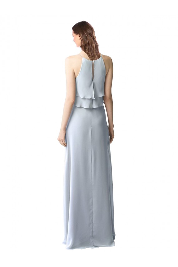 Halter Neck Soft Chiffon Sleeveless Light Sky Blue Bridesmaid Dresses Edinburgh