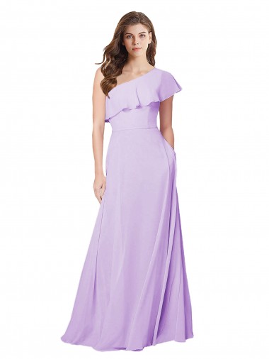 One Shoulder Soft Chiffon Sleeveless Lilac Bridesmaid Dress Edinburgh